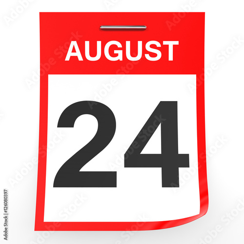 August 24. Calendar on white background.
