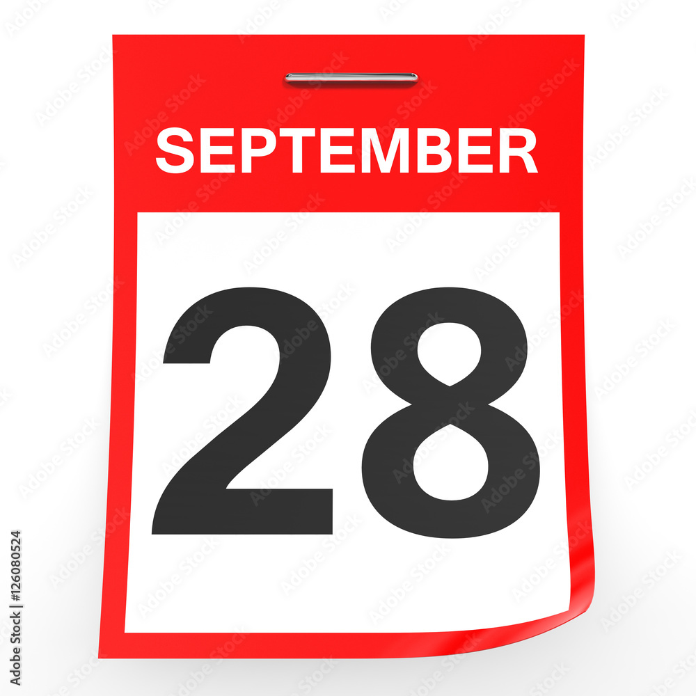 September 28. Calendar on white background. September 28. Calendar on white background.