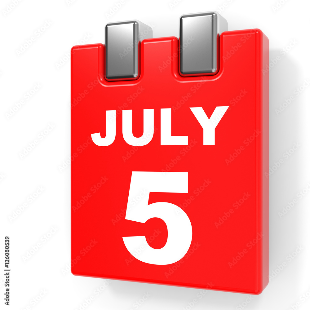 July 5. Calendar on white background. July 5. Calendar on white background.