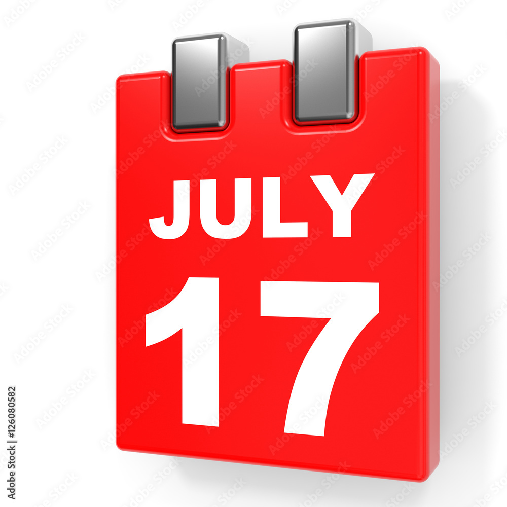 July 17. Calendar on white background. July 17. Calendar on white background.