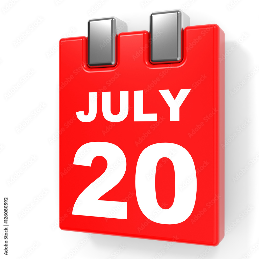July 20. Calendar on white background. July 20. Calendar on white background.