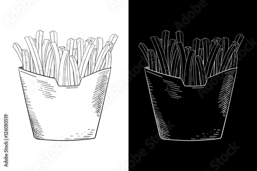 French fries. Hand drawn sketch