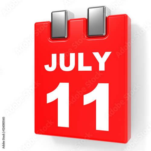 July 11. Calendar on white background.