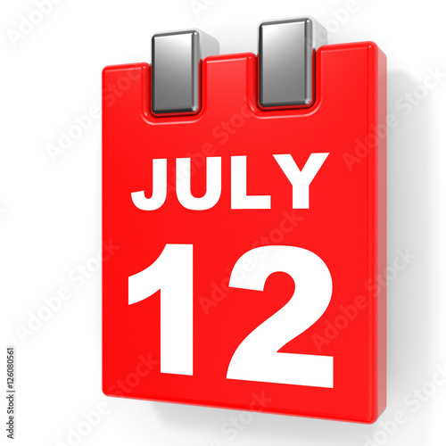 July 12. Calendar on white background.