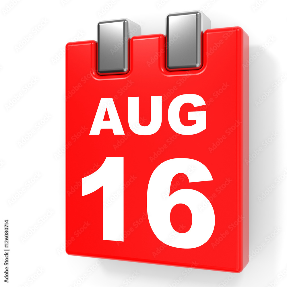August 16. Calendar on white background. August 16. Calendar on white background.