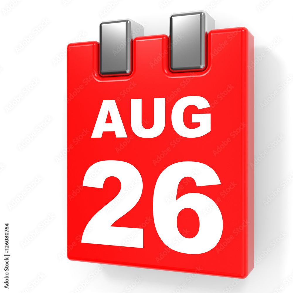 August 26. Calendar on white background. August 26. Calendar on white background.