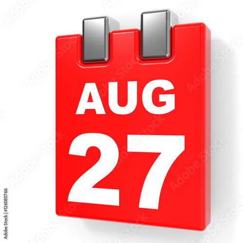 August 27. Calendar on white background.