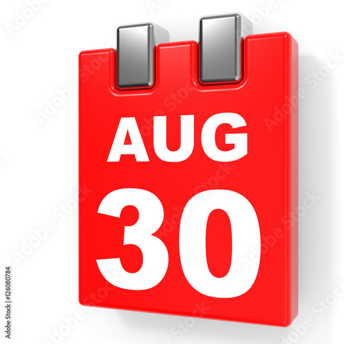 August 30. Calendar on white background.