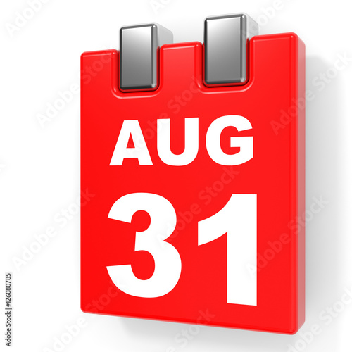 August 31. Calendar on white background.