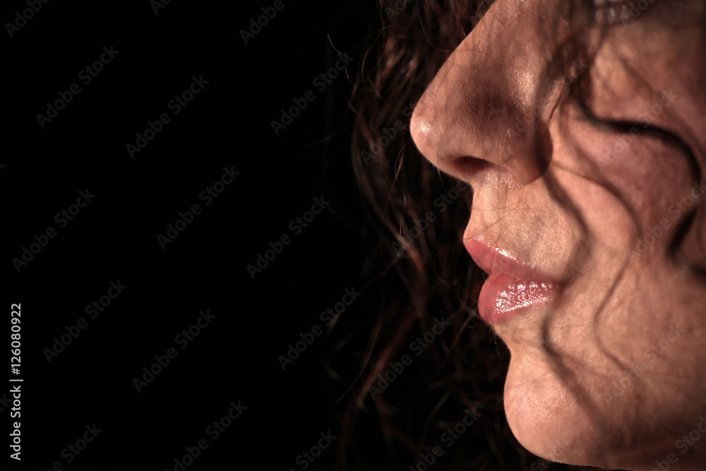 close up of female profile. nose and mouth close up of female profile. nose and mouth