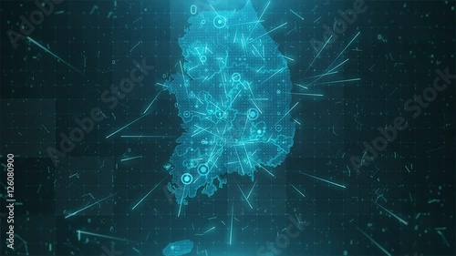 South Korea Map Background Cities Connections 4K