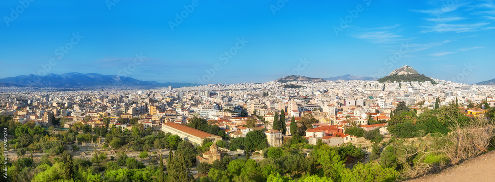 View towards the Mount Lycabettus in Athens, panorama