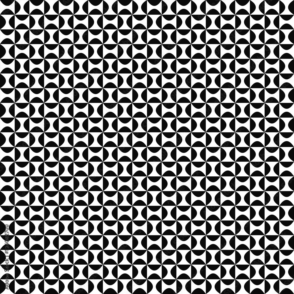 Seamless geometric monochrome curved shape pattern
