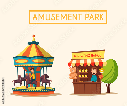 Amusement park theme. Cartoon vector illustration