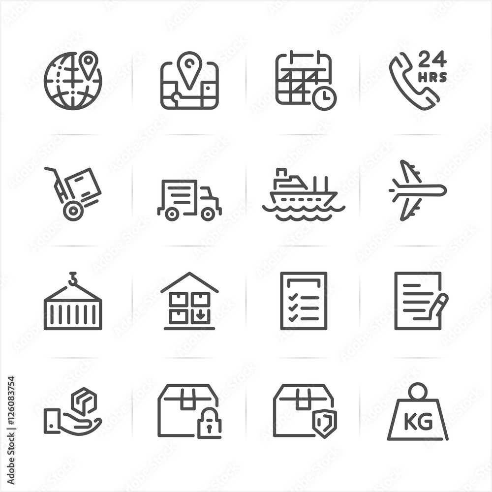 Fototapeta premium Shipping and Logistics icons with White Background 