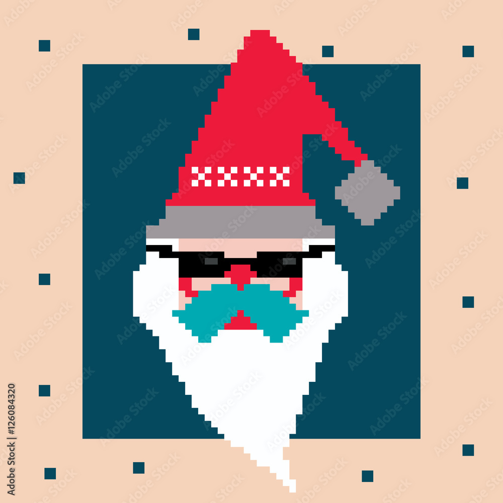 Obraz premium Vector pixel Santa