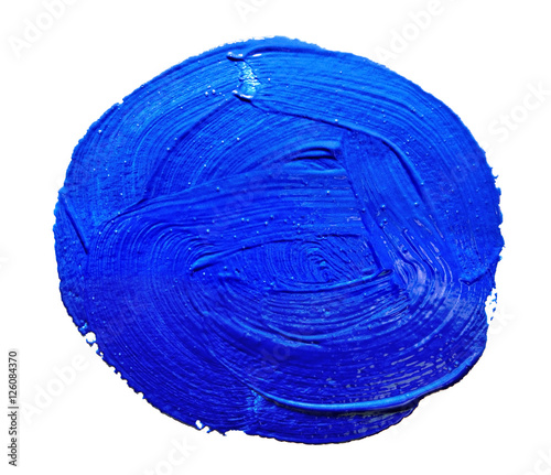 Blue round strokes of the paint brush isolated