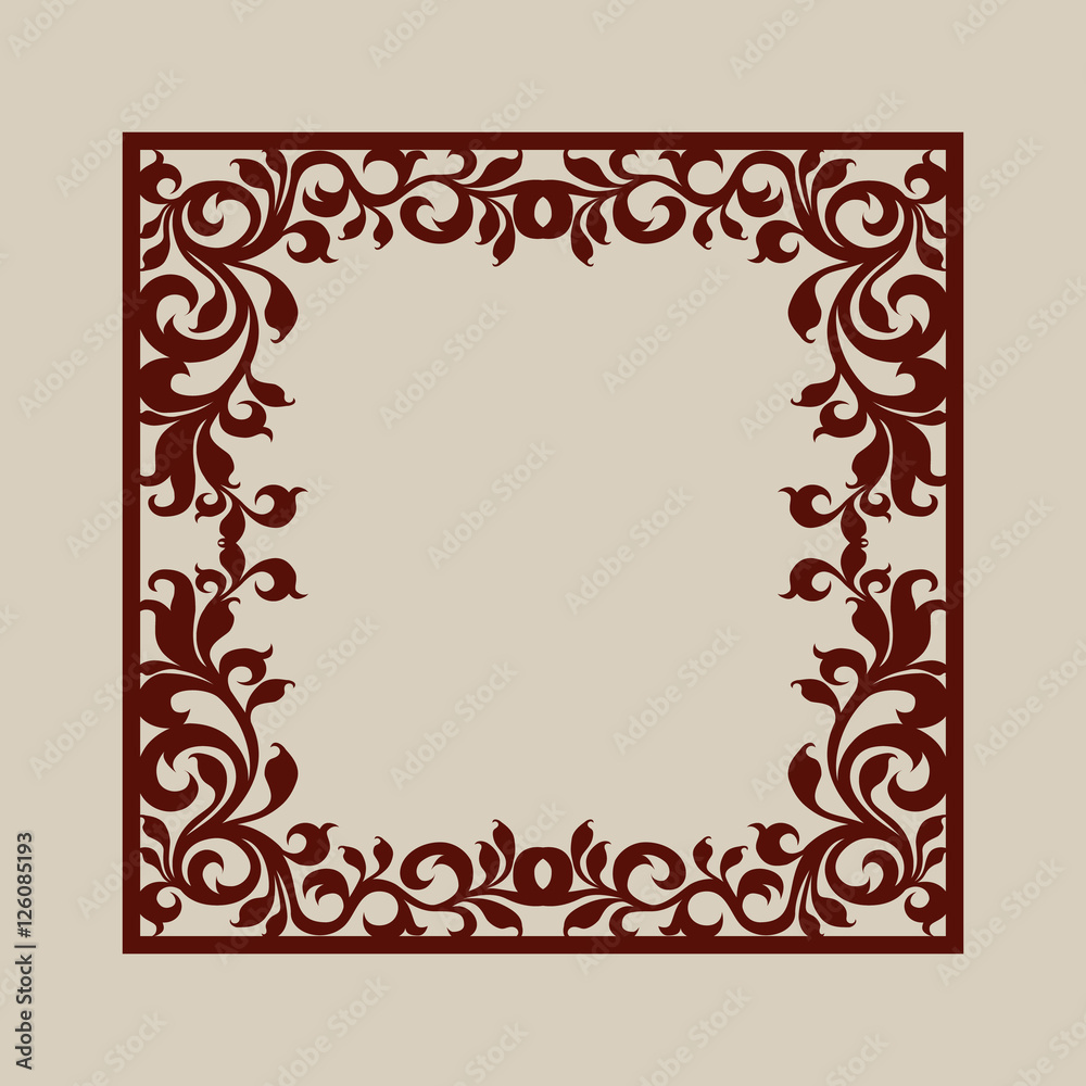 Abstract square frame with swirls