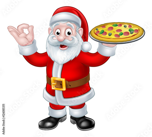 Santa Claus Pizza Christmas Cartoon Character