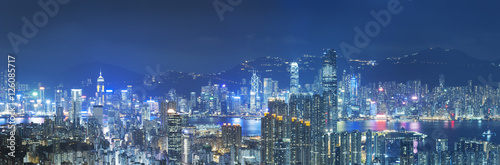 Panorama of Victoria Harbor of Hong Kong photo