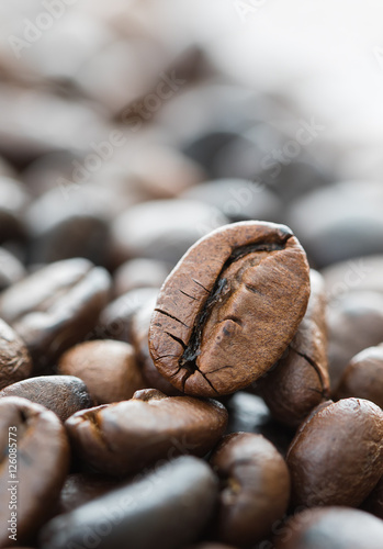Heap of roasted brown coffee beans