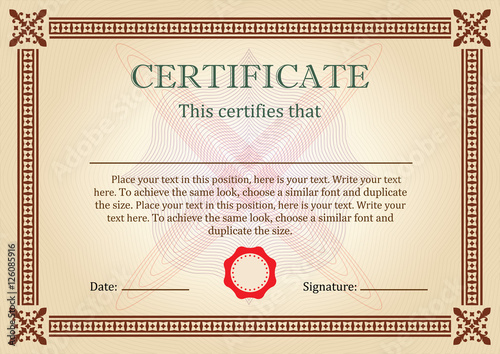 Certificate or Diploma of completion design template with borders. Vector illustration of Certificate of Achievement, coupon, award, winner certificate.