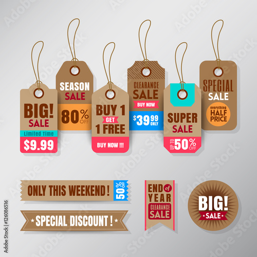 Set of retail sale tags design elements