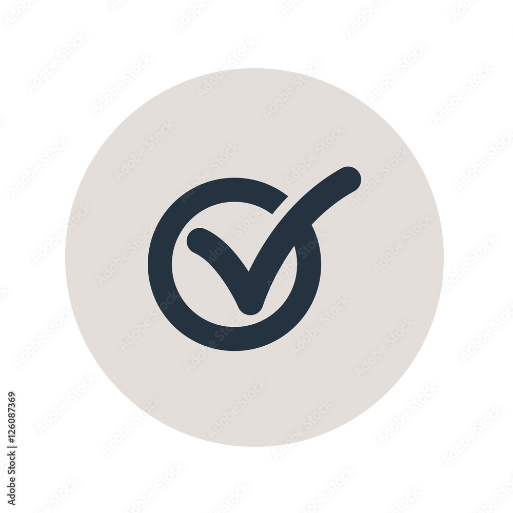 Icono plano casilla verificacion circular en circulo gris Icono plano casilla verificacion circular en circulo gris