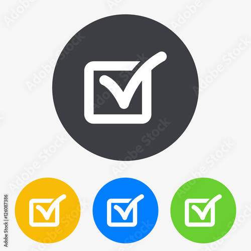 Icono plano casilla verificacion en circulo varios colores