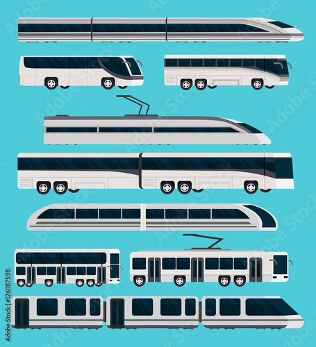 Public Transport Orthogonal Icons Set
