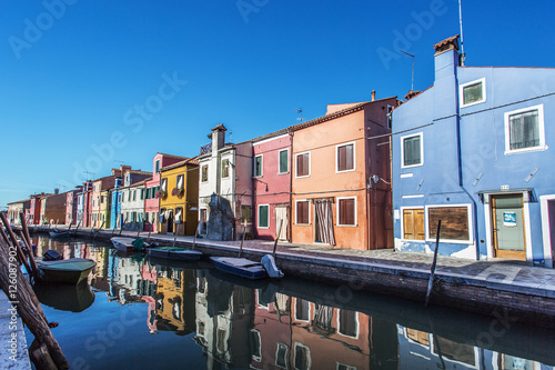 Brightly painted houses of Burano Island. Venice. Italy. © volff
