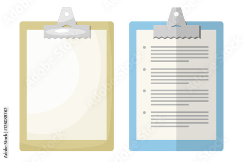 Vector illustration of a tablet with paper in Cartoon and flat s