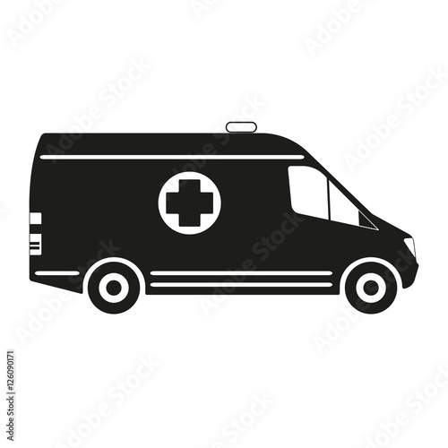 Ambulance car icon or sign isolated on white background. Vector illustration.