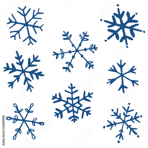 Collection of drawn snowflakes - vector