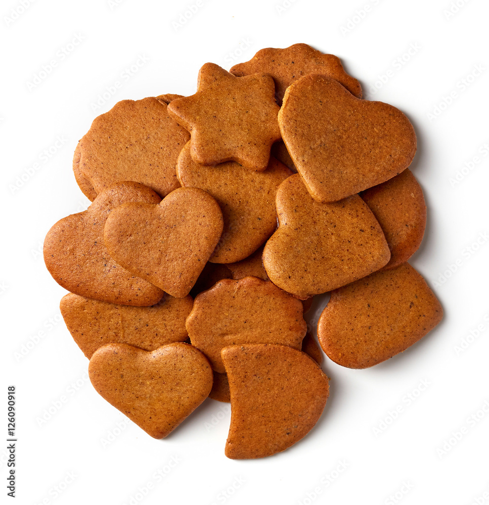 Heap of christmas cookies from above Heap of christmas cookies from above