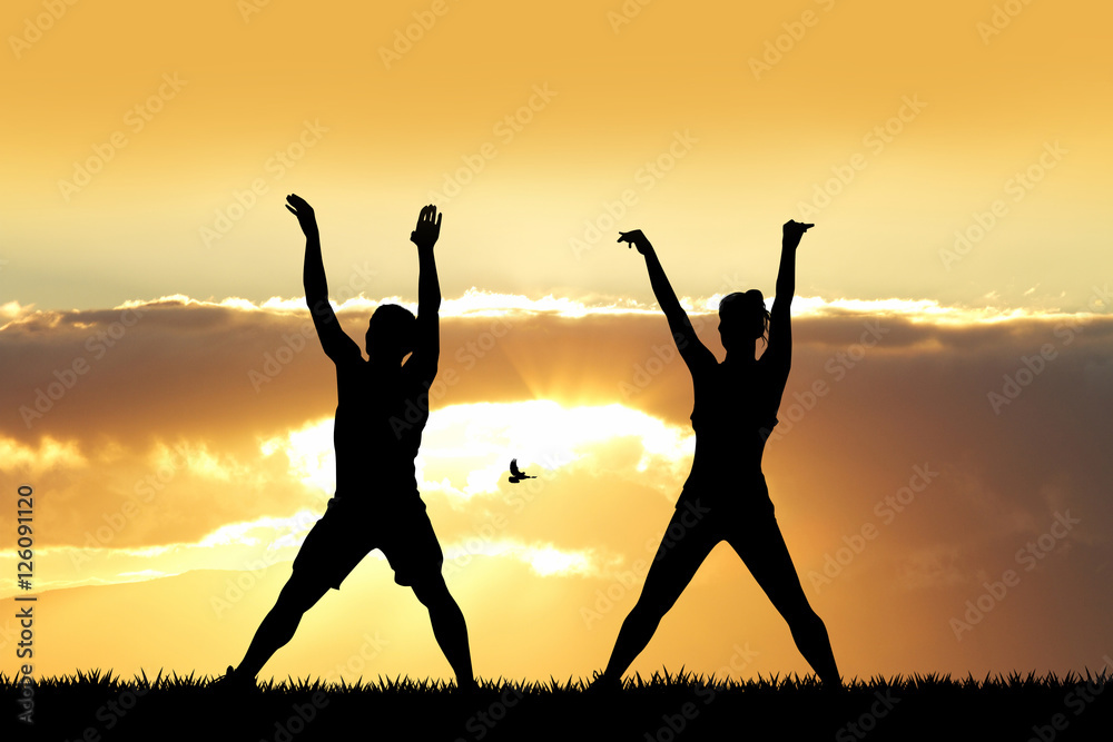 couple doing aerobics couple doing aerobics