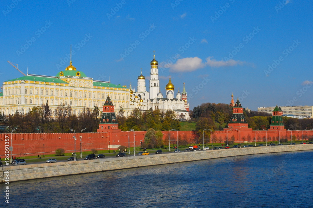 View of the Kremlin and the Kremlin embankment by the Moscow River View of the Kremlin and the Kremlin embankment by the Moscow River