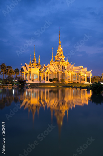 Wat Luang Pho Toh temple with water reflection in twilight time, © geargodz