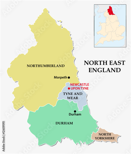 north east england administrative and political map