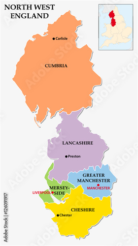 north west england administrative map photo