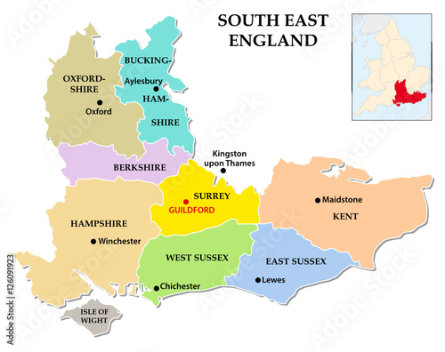 South East England administrative map photo