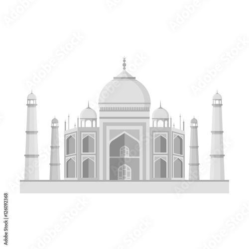 Taj Mahal icon in monochrome style isolated on white background. India symbol stock vector illustration.