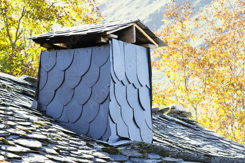  slate chimney in  traditional mountain house  , Leon , Spain photo