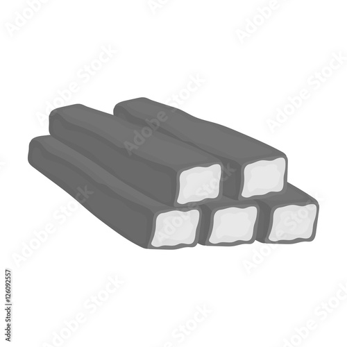Crab sticks icon in monochrome style isolated on white background. Meats symbol stock vector illustration