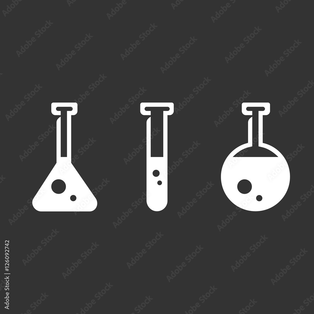 Flasks logo on black background. Vector icon Flasks logo on black background. Vector icon
