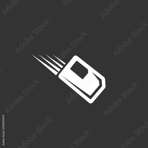 SIM card logo on black background. Vector icon