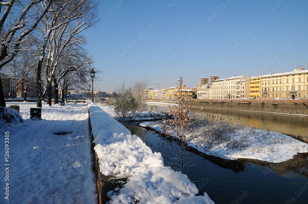 Arno river in Florence, Winter Season. Italy.