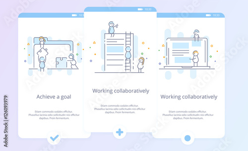 Premium Quality Line Icon And Concept Set Onboarding: Teamwork, Working collaboratively, Achieve a goal.