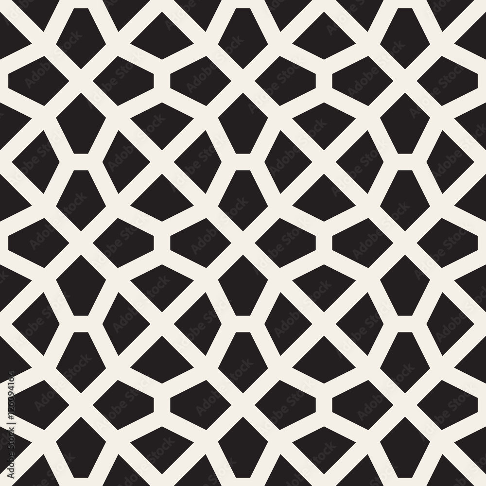 Vector Seamless Black and White Mosaic Lattice Pattern