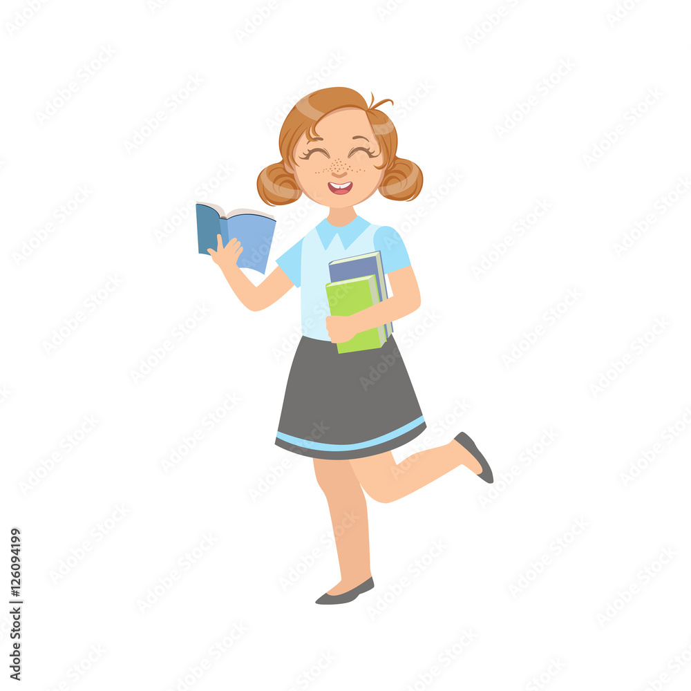 Girl In School Uniform With Open Book
